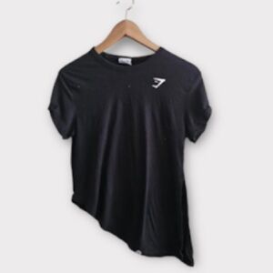 Gymshark XS Tee with asymmetric side slit Black Yoga Gym Top Workout